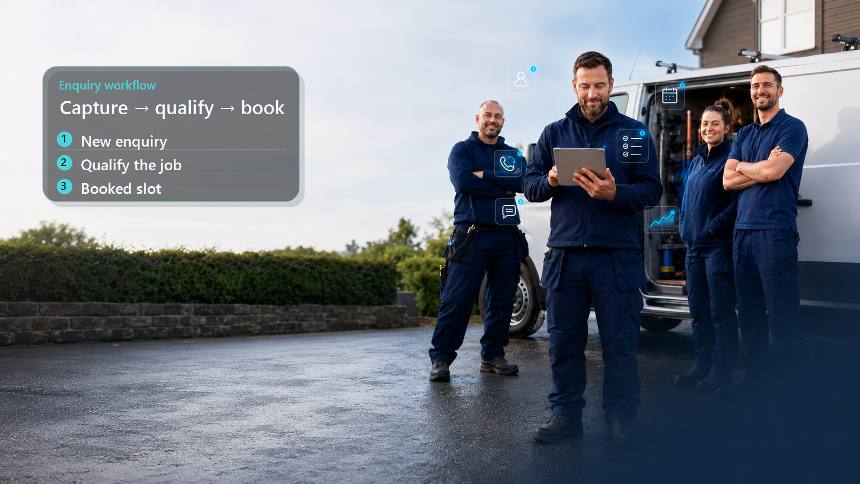 A plumber checking website enquiries on their phone between jobs
